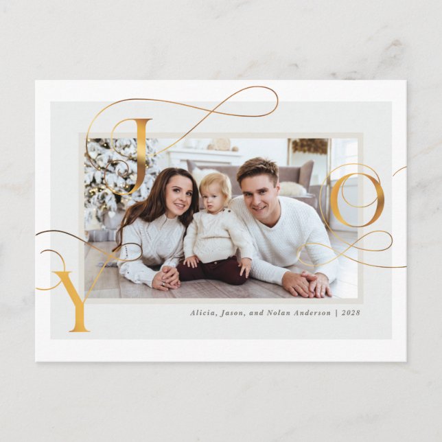 Cartão Postal De Festividades Cartão-postal de Férias da Família Elegante Dourad (Frente)