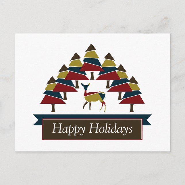 Cartão Postal De Festividades Cartão-postal de férias felizes para a Floresta de (Frente)