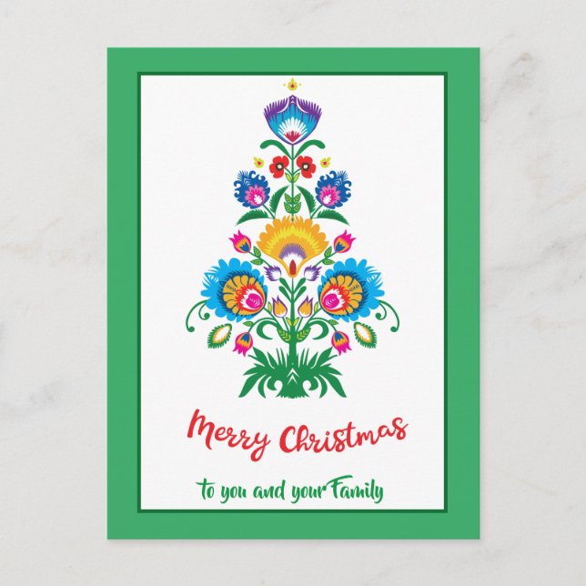 Cartão Postal De Festividades Cartão-postal de férias verde da árvore de Natal � (Frente)