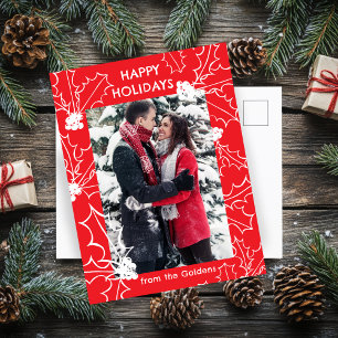 Cartão Postal De Festividades Cartão-postal de FOTO PERSONALIZADO Holly Berries