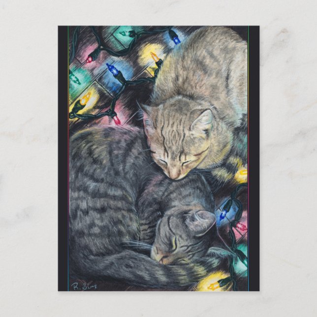 Cartão Postal De Festividades Cartão-postal de Gatinhos de Natal (Frente)