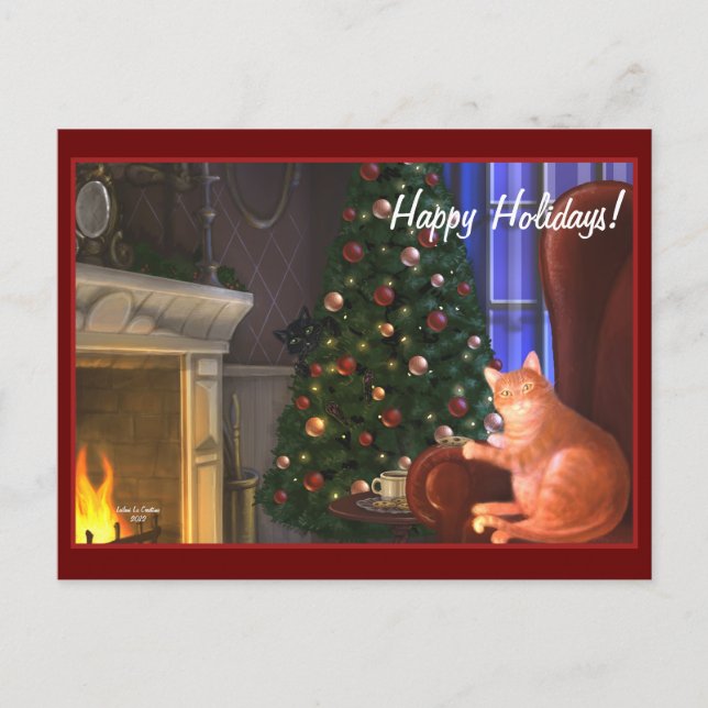 Cartão Postal De Festividades Cartão-postal de gatos feriados (Frente)