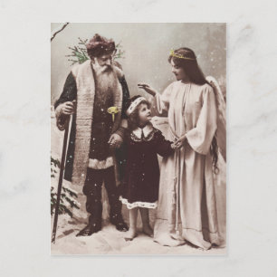 Cartão Postal De Festividades Cartão-postal de natais vintages Anjo para Criança