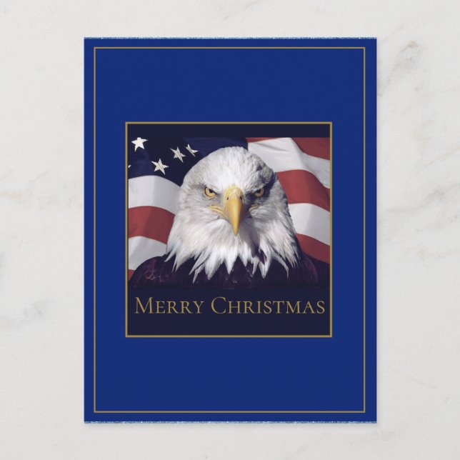 Cartão Postal De Festividades Cartão-postal de Natal American Flag & Eagle (Frente)
