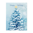 Cartão-postal de Natal. Árvore de neve