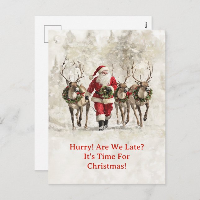 Cartão Postal De Festividades Cartão-postal de Natal Atrasado para papais noeis (Frente/Verso)