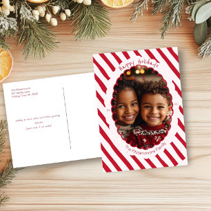 Cartão Postal De Festividades Cartão-postal de Natal com Faixa de Canas Moderna