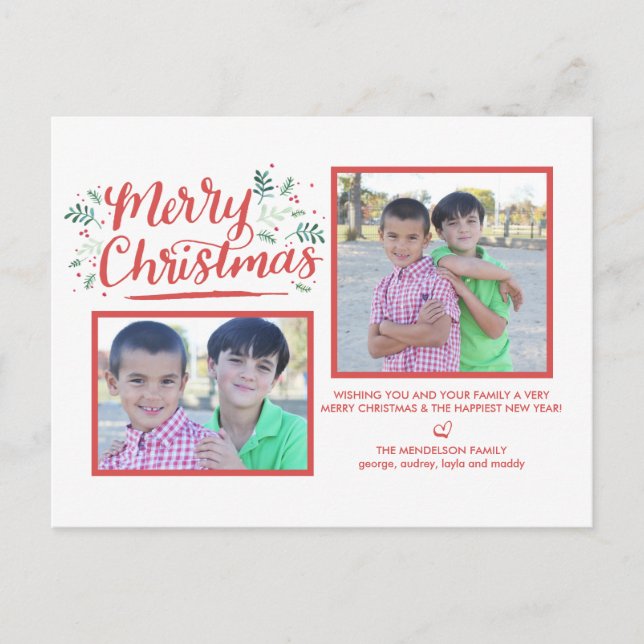 Cartão Postal De Festividades Cartão-postal de Natal com Letra Mão (Frente)