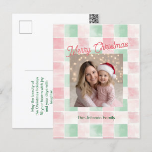 Cartão Postal De Festividades Cartão-postal de Natal com Padrão Retroativo Verde