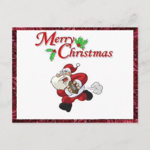 Cartão Postal De Festividades Cartão-postal de Natal com Papais noeis Jogando Fu