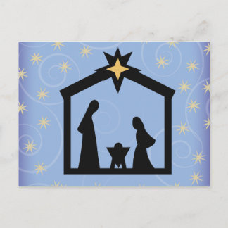 Cartão Postal De Festividades Cartão-postal de Natal da Noite Estrelada Azul