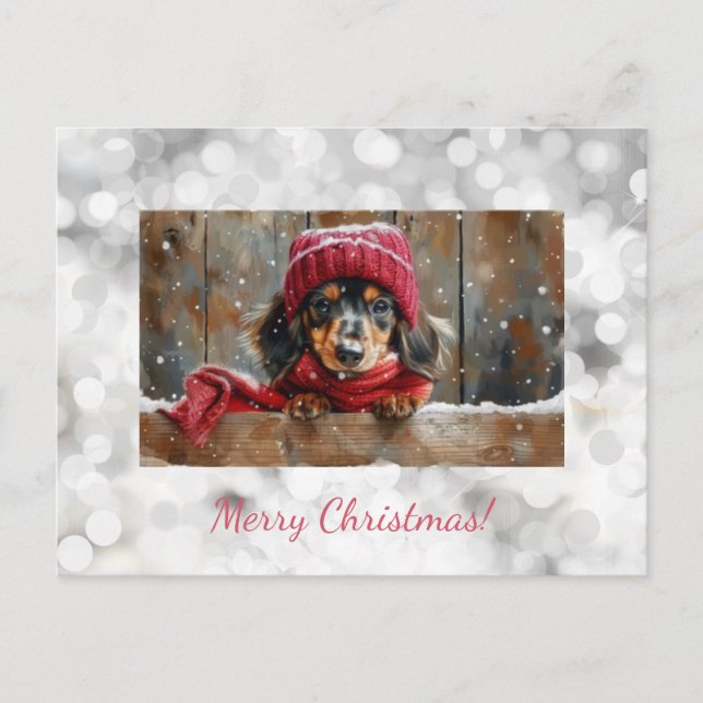 Cartão Postal De Festividades Cartão-postal de Natal de Dachshund (Frente)