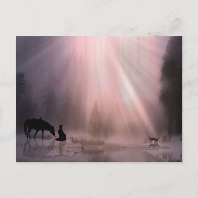 Cartão Postal De Festividades Cartão-postal de Natal de Férias da Igreja Cowboy (Frente)