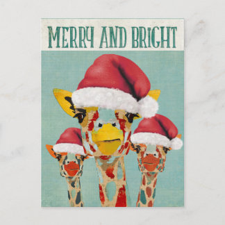 Cartão Postal De Festividades Cartão-postal de Natal de Peeking Girafes