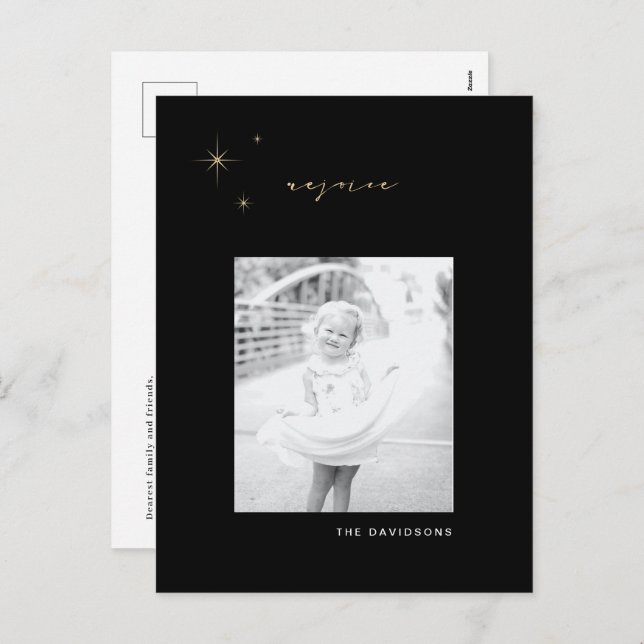 Cartão Postal De Festividades Cartão-postal de Natal de Regresso Radiante Preto  (Frente/Verso)