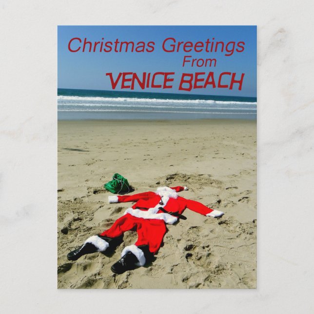 Cartão Postal De Festividades Cartão-postal de Natal de Venice Beach divertido! (Frente)