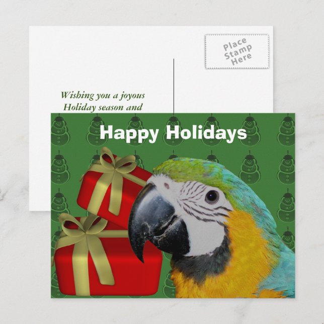 Cartão Postal De Festividades Cartão-postal de Natal do Macaw Parrot (Frente/Verso)
