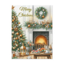 Cartão-postal de Natal e Feriado de Lareira