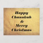 Cartão Postal De Festividades Cartão-postal de Natal Feliz e Feliz<br><div class="desc">Feliz Chanukah! Feliz Natal!</div>