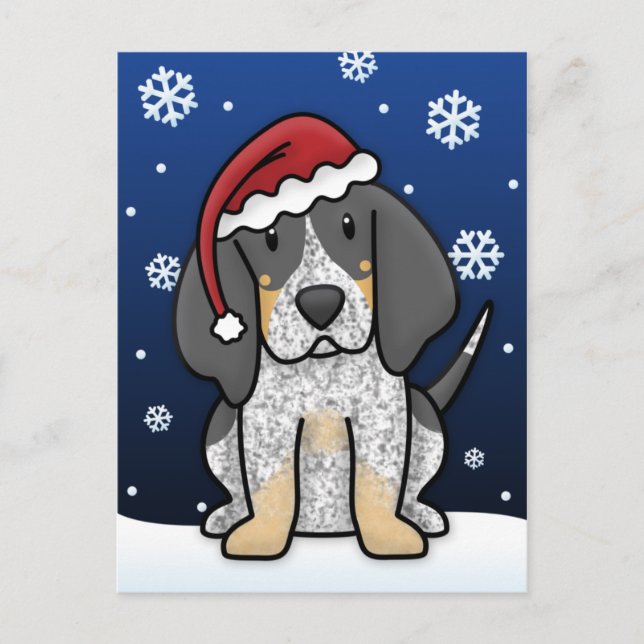 Cartão Postal De Festividades Cartão-postal de Natal Kawaii Bluetick Coonhound (Frente)