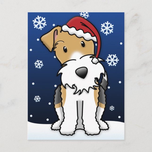 Cartão Postal De Festividades Cartão-postal de Natal Kawaii Wire Fox Terrier (Frente)