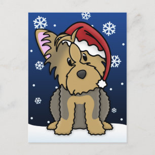 Cartão Postal De Festividades Cartão-postal de Natal Kawaii Yorkie