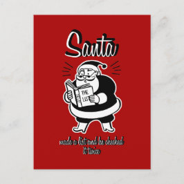 Cartão Postal De Festividades Cartão-postal de Natal malvado ou legal da lista d