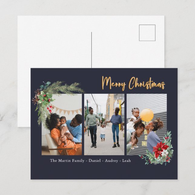 Cartão Postal De Festividades Cartão-postal de Natal Merry para Fotos Personaliz (Frente/Verso)