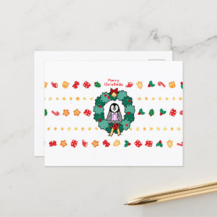 Cartão Postal De Festividades Cartão-postal de Natal Merry para Pinguins