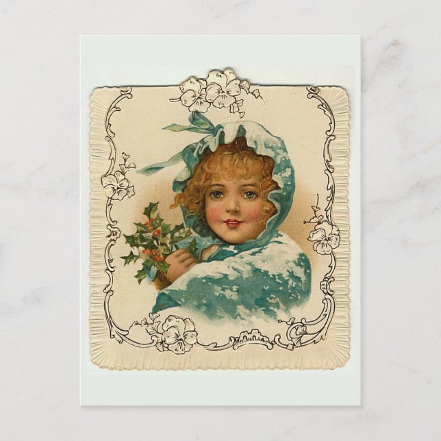 Cartão Postal De Festividades Cartão-postal de Natal "Moça de Neve" (Frente)