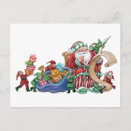 Cartão Postal De Festividades Cartão-postal de Natal para Papai Noel, Elves e Br