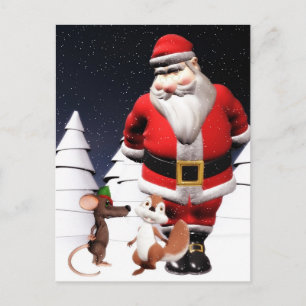 Cartão Postal De Festividades Cartão-postal de Natal para papais noeis e Ratos