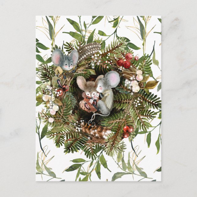 Cartão Postal De Festividades Cartão-postal de Natal para ratos de inverno (Frente)