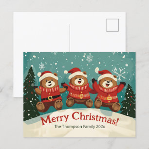 Cartão Postal De Festividades Cartão-postal de Natal para Retro Bears
