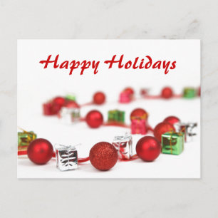 Cartão Postal De Festividades Cartão-postal de Natal Red Baubles and Presente