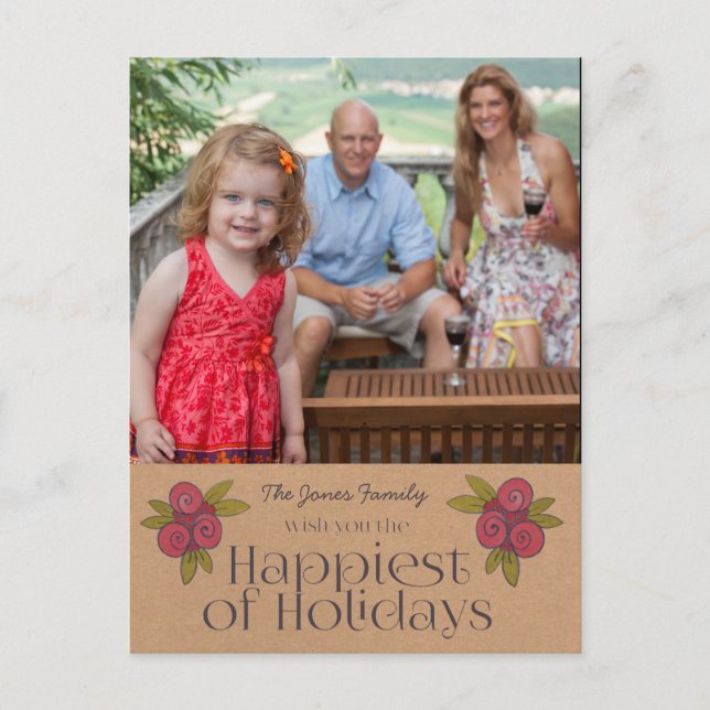 Cartão Postal De Festividades Cartão-postal de Natal Red Berries Xmas (Frente)