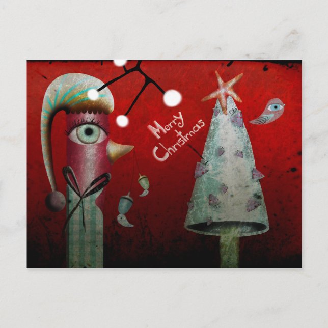 Cartão Postal De Festividades Cartão-postal de Natal Red Merry (Frente)