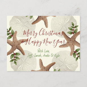 Cartão Postal De Festividades Cartão-postal de Natal Starfish e Sand Dollares