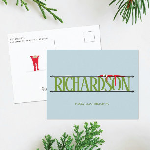 Cartão Postal De Festividades Cartão-postal de Natal Verde e Azul Elf Shenanigan
