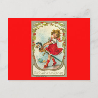 Cartão Postal De Festividades Cartão-postal de natal vintage para a garota