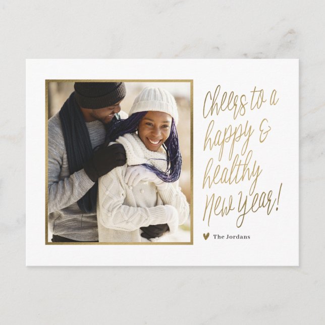 Cartão Postal De Festividades Cartão-postal de novo ano feliz e saudável (Frente)