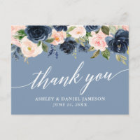Cartão-postal de Obrigados de Casamento Floral Cor