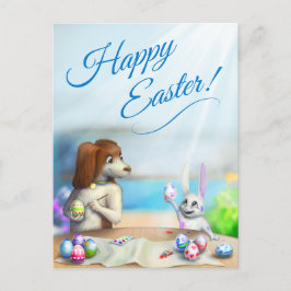 Cartão Postal De Festividades Cartão-postal de páscoa com animais bonitos