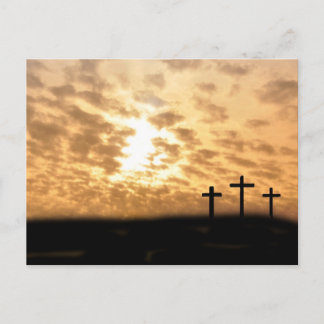 Cartão Postal De Festividades Cartão-postal de Páscoa com cruz e sunset