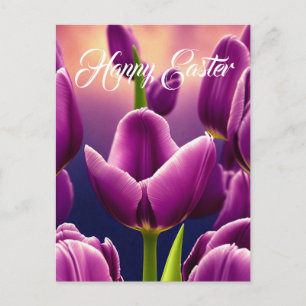 Cartão Postal De Festividades Cartão-postal de Páscoa de Feriado de Tulipas Roxa