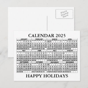 Cartão Postal De Festividades Cartão-postal de saudação do calendário 2025