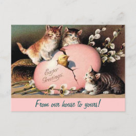 Cartão Postal De Festividades Cartão-postal de saudação Vintage de Kittens pásco