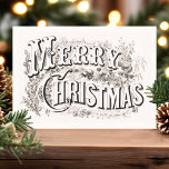 Cartão Postal De Festividades Cartão-postal de Vintage Felry de Natal<br><div class="desc">Cartão postal de Natal Feliz. Belo cartão de natais vintages preto e branco para tipografia. Simples charme de Natal do velho mundo.</div>