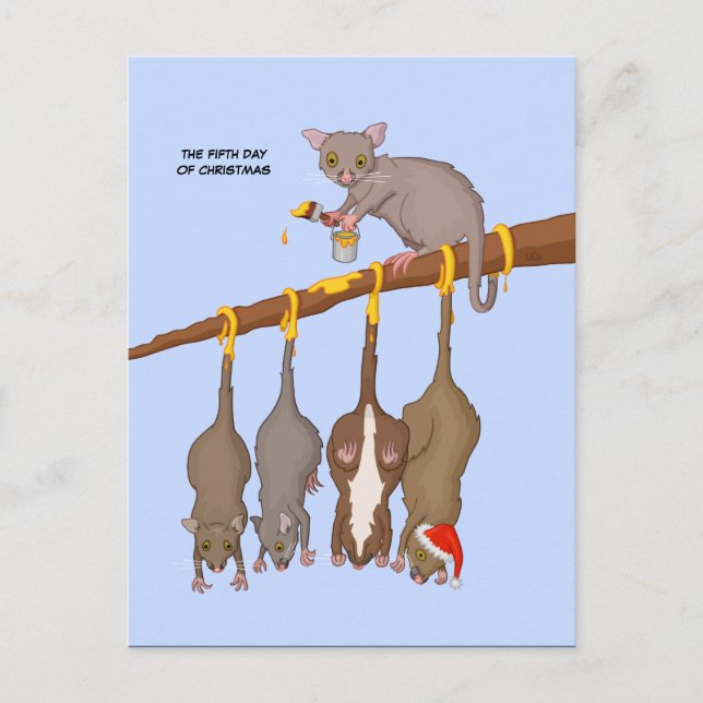 Cartão Postal De Festividades Cartão-postal Dia 5 do Natal (5 Anéis Ouros) (Frente)