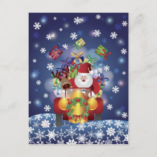 Cartão Postal De Festividades Cartão-postal do Carro vintage de condução de papa